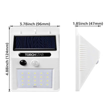 Load image into Gallery viewer, TORCHSTAR Outdoor LED Solar Powered Motion Sensor Light, IP65 Waterproof Cordless Outdoor Wall Lighting for Driveway, Patio, Garage, Porch, 6500K Pure White, White, Pack of 4