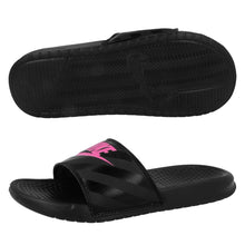 Load image into Gallery viewer, Nike Women&#39;s Benassi Just Do It Sandal, Black/Vivid Pink-Black, 5 Regular US