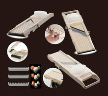 Load image into Gallery viewer, Benriner Mandoline Slicer with 4 Blades, Japanese Stainless Steel, BPA Free, 12.75 x 3.625-Inches, Beige