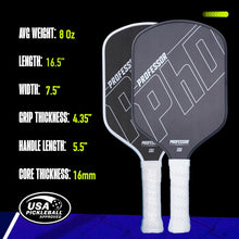 Load image into Gallery viewer, Professor PhD T700 Raw Carbon Fiber Premium Pickleball Paddle Racket - Precision Honeycomb Core - Enhanced Power &amp; Control - USAPA Pickleball Approved