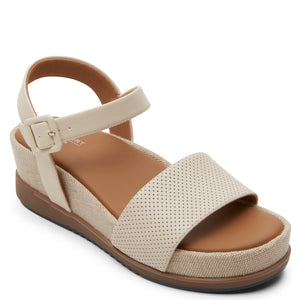 Rockport Women's Delanie 2 Piece Sandal, Vanilla, 8