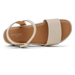 Rockport Women's Delanie 2 Piece Sandal, Vanilla, 8