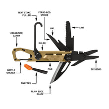 Load image into Gallery viewer, Gerber Gear Stake Out 11-in-1 Multi-tool - 2.2" Plain Edge Blade, Tent Stake Puller, Carabiner Carry - EDC Gear and Equipment - Bronze