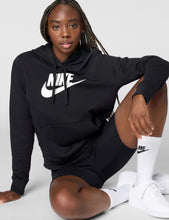 Load image into Gallery viewer, Nike Women's Sportswear Club Fleece Logo Pullover Hoodie, Black/White, Small