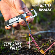 Load image into Gallery viewer, Gerber Gear Stake Out 11-in-1 Multi-tool - 2.2" Plain Edge Blade, Tent Stake Puller, Carabiner Carry - EDC Gear and Equipment - Bronze
