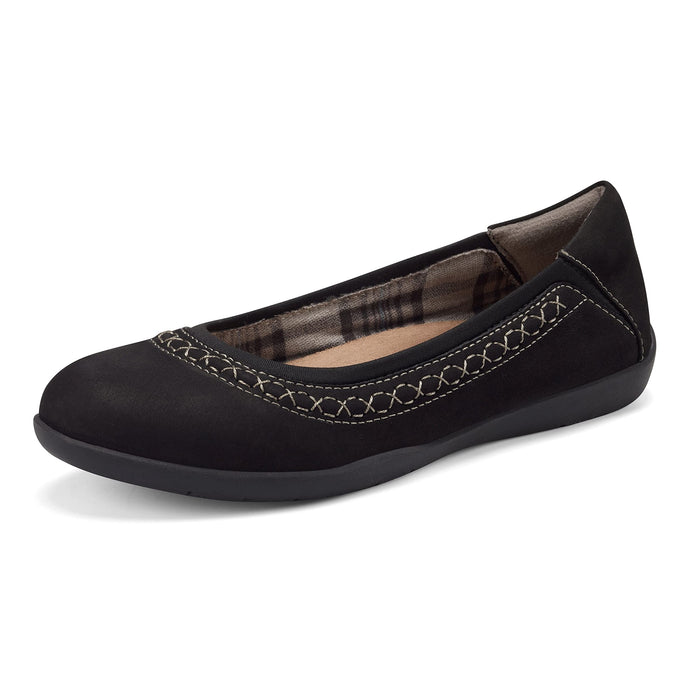 Earth Origins Women's Fable Slip-On Leather Flat for Work, Casual, Everyday - Black - 7 Narrow