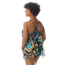Load image into Gallery viewer, Current Bra Sized Mesh Layer Underwire Tankini Top — Current, Retro Swirl, Black, 32D