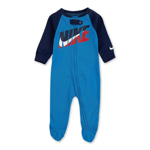Nike Infant/Toddler Printed Footed Coverall (Laser Blue(56G101-U3H)/White, 9 Months)