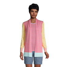 Load image into Gallery viewer, Lands' End Womens Cotton Long Sleeve Open Cardigan Sweater Hot Pink Stripe Regular Large