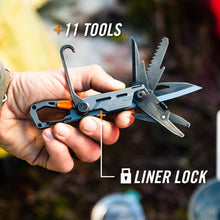 Load image into Gallery viewer, Gerber Gear Stake Out 11-in-1 Multi-tool - 2.2&quot; Plain Edge Blade, Tent Stake Puller, Carabiner Carry - EDC Gear and Equipment - Graphite