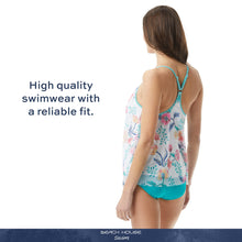 Load image into Gallery viewer, Ruffle Mesh Layer Underwire Tankini Top — Flattering Floral Swimsuit Top — White 6