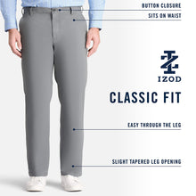 Load image into Gallery viewer, IZOD Men&#39;s Performance Stretch Classic Fit Flat Front Chino Pant, Black, 38W x 29L