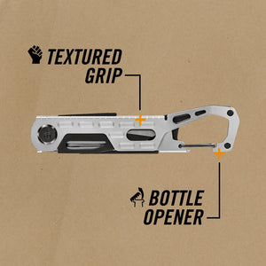 Gerber Gear Stake Out 11-in-1 Multi-tool - 2.2" Plain Edge Blade, Tent Stake Puller, Carabiner Carry - EDC Gear and Equipment - Graphite