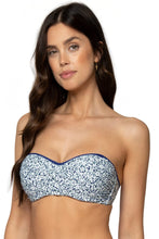 Load image into Gallery viewer, Sunsets Iconic Twist Bandeau Women's Swimsuit Bikini Top with Underwire, Forget Me Not, 34E/32F/30G