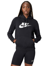 Load image into Gallery viewer, Nike Women's Sportswear Club Fleece Logo Pullover Hoodie, Black/White, Small