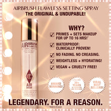 Load image into Gallery viewer, Charlotte Tilbury Airbrush Flawless Setting Spray - Ultra-Fine Hydrating Mist to Prime &amp; Set Makeup Up to 16Hr – Soothes and Blurs Skin, Waterproof, Wedding Makeup