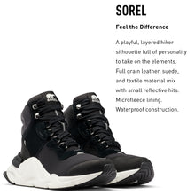 Load image into Gallery viewer, Sorel Women's Kinetic RNEGD Conquest Boot — Black, Sea Salt — Waterproof Leather Winter Boots — Size 5.5