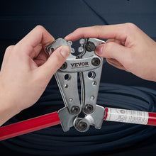 Load image into Gallery viewer, VEVOR Battery Cable Lug Crimping Tool, 10-1/0AWG with Cable Cutter and 48PCS Copper Ring Terminals, 6 Wire Sizes Crimping Die and 100pcs Heat Shrink Tubes, for Heavy Duty Wire Lugs