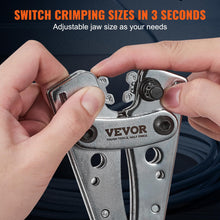 Load image into Gallery viewer, VEVOR Battery Cable Lug Crimping Tool, 10-1/0AWG with Cable Cutter and 48PCS Copper Ring Terminals, 6 Wire Sizes Crimping Die and 100pcs Heat Shrink Tubes, for Heavy Duty Wire Lugs