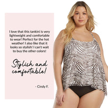 Load image into Gallery viewer, COCO REEF Current Underwire Tankini Top -Loose Fit Swimsuit Top - Native Zebra 36C