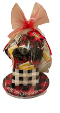 Load image into Gallery viewer, FVLFIL Set of 4 Red and Black Buffalo Plaid Checkered Print Farmhouse Christmas Round Charger Plates - Party Table Setting Festive Home Decor