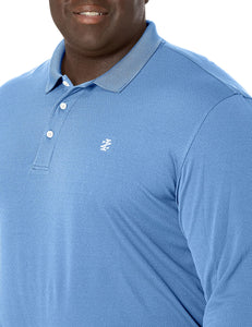 IZOD Men's Golf Long Sleeve Tournament Polo Shirt, Black, XX-Large