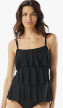 Load image into Gallery viewer, BEACH HOUSE Jane Ruffle Tankini Top — Chlorine Resistant Crochet Swim Top — Black 8