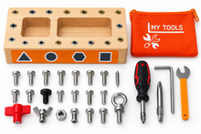Load image into Gallery viewer, Montessori Screwdriver Board for Kids 3+ – Wooden Fine Motor Skills &amp; Learning Tool Set
