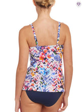 Load image into Gallery viewer, Current Bra Sized Mesh Layer Underwire Tankini Top — Current, Retro Swirl, Black, 32DD