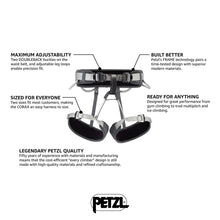 Load image into Gallery viewer, PETZL CORAX Harness - Versatile and Fully Adjustable Rock Climbing, Ice Climbing and Mountaineering Harness - Grey - Size 2