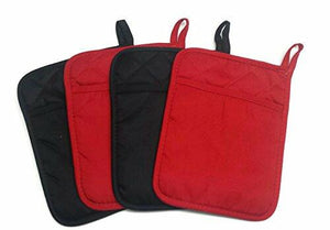 Home Collection Set of 2 Red And 2 Black Pot Holders
