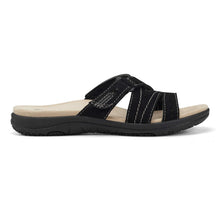 Load image into Gallery viewer, Earth Origins Womens Shantel Leather Slip On Slide Sandals Black 11 Medium (B,M)
