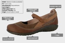 Load image into Gallery viewer, NAOT Footwear Women's Kirei Maryjane with Cork Footbed and Arch Comfort and Support - Lightweight and Perfect for Travel- Removable Footbed Brown Suede Combo