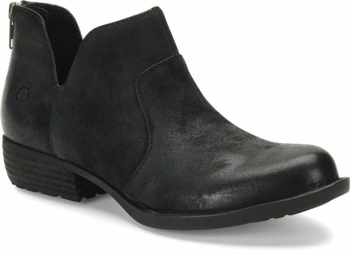 Born Kerri Ankle Boots Women Black Distressed Leather B89909 Size 8