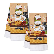 Load image into Gallery viewer, Home Collection Chef-Themed Kitchen Mitts, Pot Holder, &amp; Kitchen Towels Set