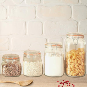 OGGI Set of 2 Glass Canisters with Clamp Lids & Silicone Gaskets- Ideal Pantry Storage and Kitchen Organization, Canisters Sets for the Kitchen, Airtight Food Storage Containers for Bulk Food, 17oz