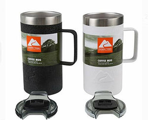 OZARK TRAIL Coffee Mug Set of Two 20 oz Vacuum Insulated Stainless Stee,Black/White,803-111