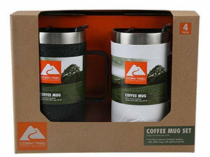 OZARK TRAIL Coffee Mug Set of Two 20 oz Vacuum Insulated Stainless Stee,Black/White,803-111