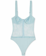 Load image into Gallery viewer, DANIELLE BERNSTEIN Womens Light Blue Sheer Lace Intimates Bodysuit 4