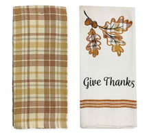 Load image into Gallery viewer, Mainstream Give Thanks Kitchen Towels 2-Pack, Absorbent Cotton for Cleaning and Drying,  Autumn Leaves, 16 x 26 inches