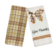 Load image into Gallery viewer, Mainstream Give Thanks Kitchen Towels 2-Pack, Absorbent Cotton for Cleaning and Drying,  Autumn Leaves, 16 x 26 inches