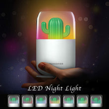 Load image into Gallery viewer, Cute Cactus Humidifiers Diffusers for Essential Oils &amp; Aromatherapy Fragrance, Aroma Breeze for Desk, Cubicle Office, Home Décor, Small Bathroom - 300 ml Capacity - Electric LED Light Changing - Pink