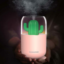 Load image into Gallery viewer, Cute Cactus Humidifiers Diffusers for Essential Oils &amp; Aromatherapy Fragrance, Aroma Breeze for Desk, Cubicle Office, Home Décor, Small Bathroom - 300 ml Capacity - Electric LED Light Changing - Pink