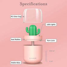 Load image into Gallery viewer, Cute Cactus Humidifiers Diffusers for Essential Oils &amp; Aromatherapy Fragrance, Aroma Breeze for Desk, Cubicle Office, Home Décor, Small Bathroom - 300 ml Capacity - Electric LED Light Changing - Pink