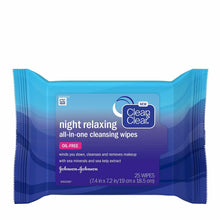 Load image into Gallery viewer, Clean &amp; Clear Night Relaxing All-In-One Facial Cleansing Wipes, 25 ct (pack of 3)