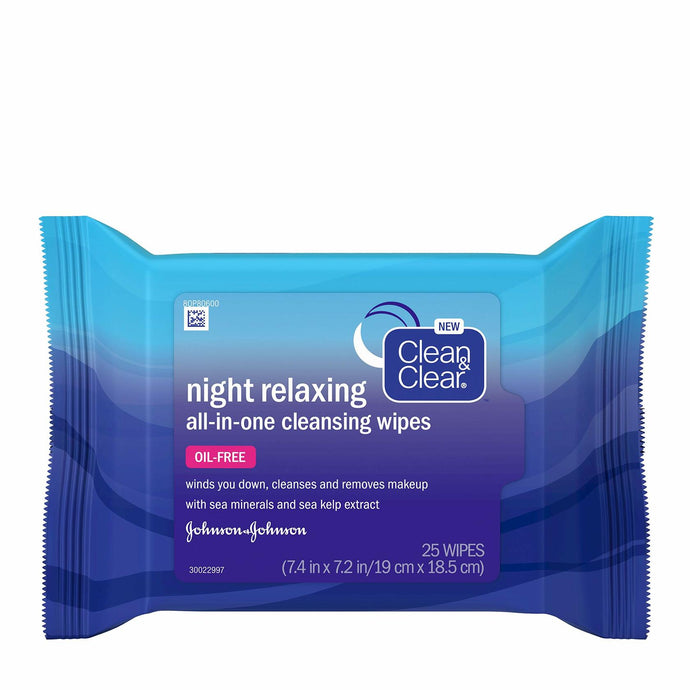 Clean & Clear Night Relaxing All-In-One Facial Cleansing Wipes, 25 ct (pack of 3)