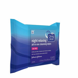 Clean & Clear Night Relaxing All-In-One Facial Cleansing Wipes, 25 ct (pack of 3)