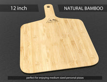 Load image into Gallery viewer, MOTENZI Bamboo Pizza Peel With Cutter and Server, Bamboo Pizza Board Wooden Pizza Paddle Spatula Oven Accessory for Baking Homemade Pizza, Wood Cutting Board for Cheese Bread Fruit Vegetables