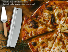Load image into Gallery viewer, MOTENZI Bamboo Pizza Peel With Cutter and Server, Bamboo Pizza Board Wooden Pizza Paddle Spatula Oven Accessory for Baking Homemade Pizza, Wood Cutting Board for Cheese Bread Fruit Vegetables