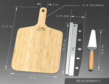 Load image into Gallery viewer, MOTENZI Bamboo Pizza Peel With Cutter and Server, Bamboo Pizza Board Wooden Pizza Paddle Spatula Oven Accessory for Baking Homemade Pizza, Wood Cutting Board for Cheese Bread Fruit Vegetables